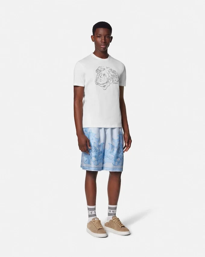 Broderad T-shirt i bomullsjersey Broderad T-shirt i bomullsjersey