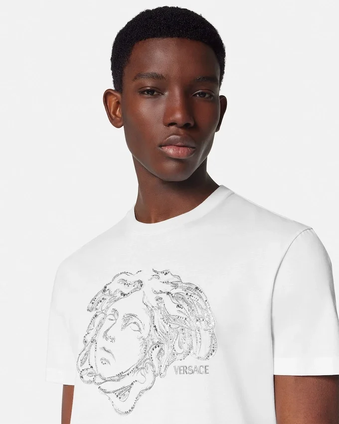 Broderad T-shirt i bomullsjersey Broderad T-shirt i bomullsjersey