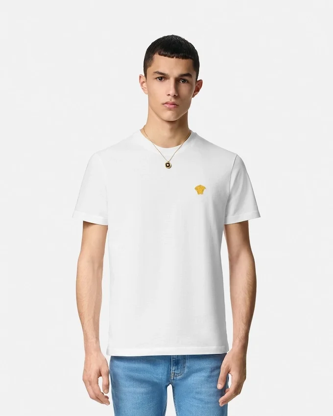 Broderad T-shirt i bomullsjersey Broderad T-shirt i bomullsjersey