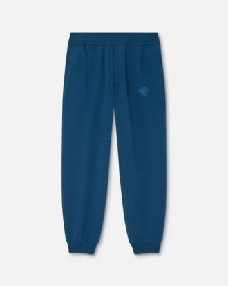 Broderade joggingbyxor i bomullsjersey