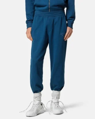 Broderade joggingbyxor i bomullsjersey