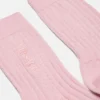 Broderade ribbade bomullssockor