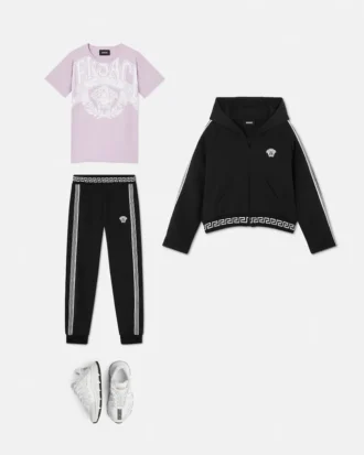 Broderade sweatpants i bomullsjersey för barn