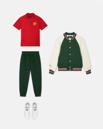 Broderade sweatpants i bomullsjersey för barn