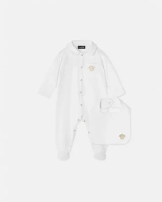 Broderat pyjamas-set i bomullsjersey för baby