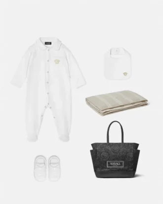 Broderat pyjamas-set i bomullsjersey för baby