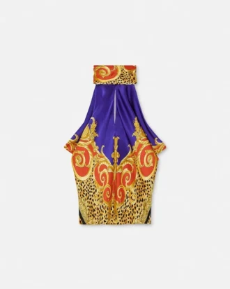 Cheetah Barocco Silk Lavallière Top