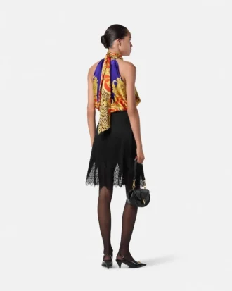Cheetah Barocco Silk Lavallière Top