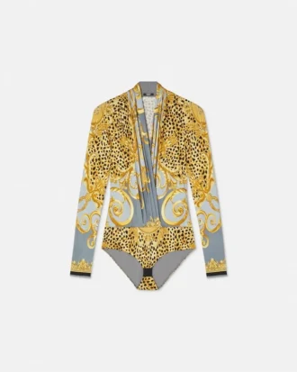 Cheetah Foulard draperad bodysuit