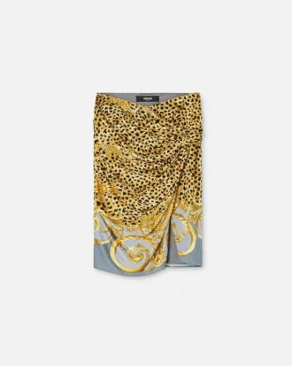 Cheetah Foulard draperad midikjol