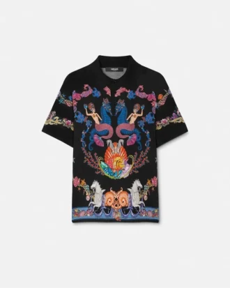 Coral Theatre Knit Silk Polo Shirt