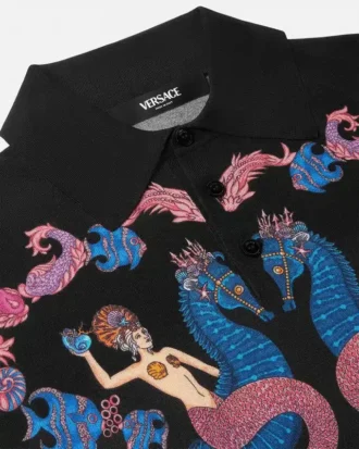 Coral Theatre Knit Silk Polo Shirt