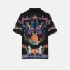 Coral Theatre Knit Silk Polo Shirt Coral Theatre Knit Silk Polo Shirt