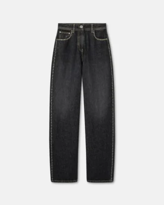 Dekorerade högmidjade jeans med normal passform