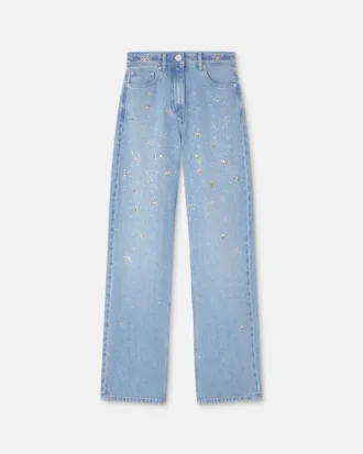 Dekorerade jeans med hög midja och normal passform
