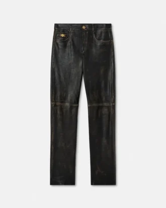 Distressed läderbyxor