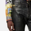Distressed läderbyxor
