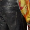 Distressed läderbyxor