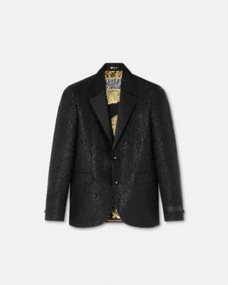Enkelsidig kavaj i leopardmönstrad jacquard
