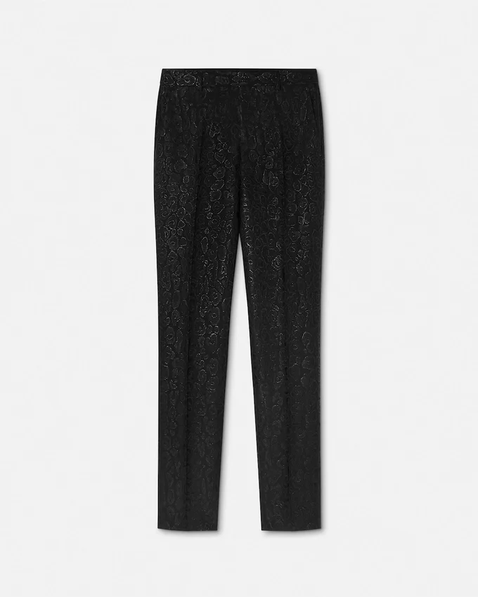 Formella byxor i leopardmönstrad jacquard Formella byxor i leopardmönstrad jacquard