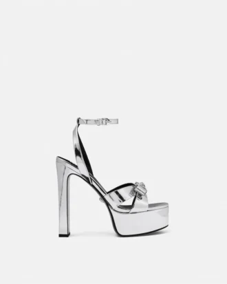 Gianni Ribbon Metallic Sandals 140 mm