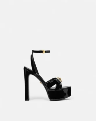 Gianni Ribbon Patent Sandals 140 mm