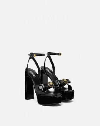 Gianni Ribbon Patent Sandals 140 mm