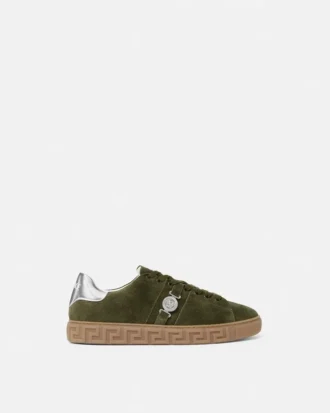 Greca-dekorerade sneakers i mocka