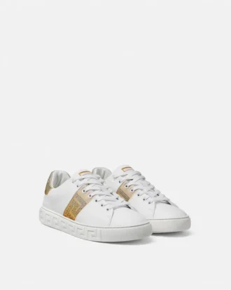 Greca Embellished Nylon Sneakers