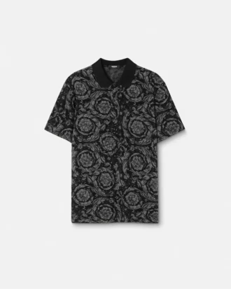 Jacquard-pikétröja i bomull