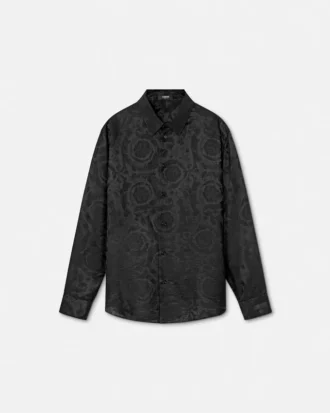 Jacquard-skjorta i silkesblandning