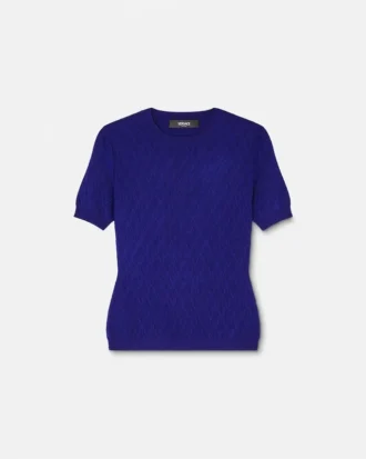 Jacquardstickad, figursydd T-shirt i stretchviskos