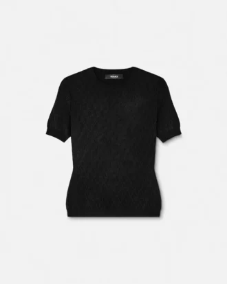 Jacquardstickad, figursydd T-shirt i stretchviskos