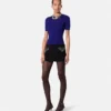 Jacquardstickad, figursydd T-shirt i stretchviskos Jacquardstickad, figursydd T-shirt i stretchviskos