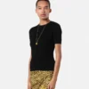 Jacquardstickad, figursydd T-shirt i stretchviskos