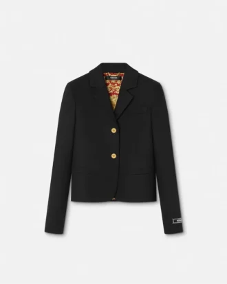 Kort boxig blazer i gabardin
