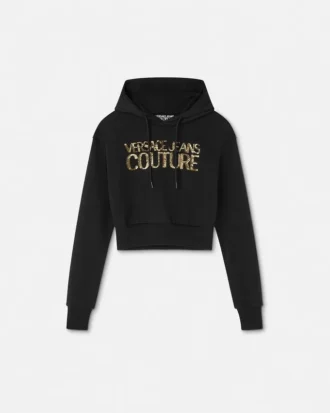 Kort hoodie med kristallogo