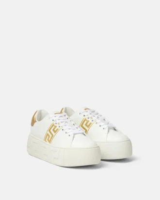La Greca broderade sneakers med plattform