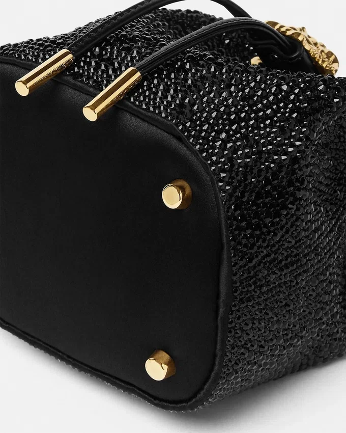 La Medusa-dekorerad minibucketväska i satin La Medusa-dekorerad minibucketväska i satin
