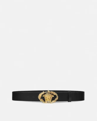 Läderbälte med spänne Crest 4 cm Läderbälte med spänne Crest 4 cm