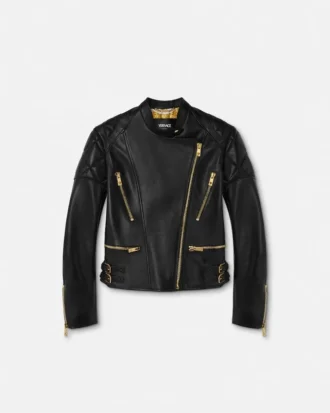 Läderjacka i bikerstil