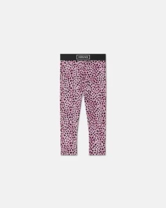 Leggings i bomullsjersey med tryck för barn