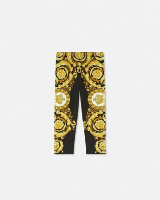 Leggings i stretchig bomullsjersey med tryck för barn