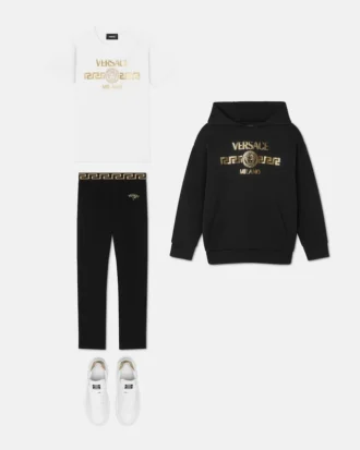 Leggings i stretchig bomullsjersey med tryck för barn