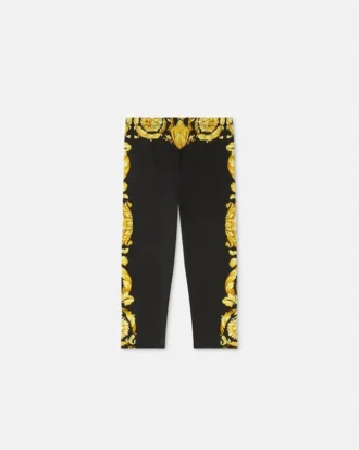 Leggings i stretchig bomullsjersey med tryck för barn