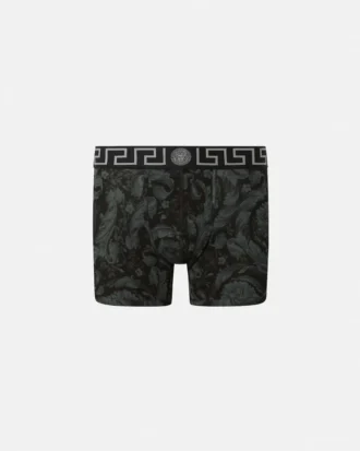 Långa badbyxor i tryckt jacquardbomullsjersey