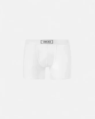 Långa boxershorts i ribbad bomull