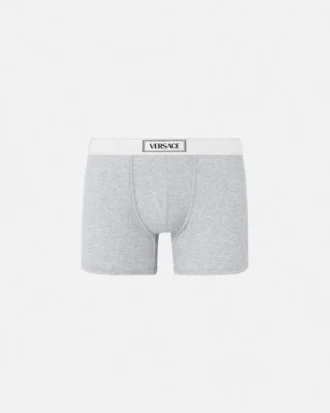 Långa boxershorts i ribbad bomull