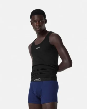Långa boxershorts i ribbad bomull