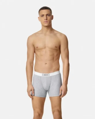 Långa boxershorts i ribbad bomull